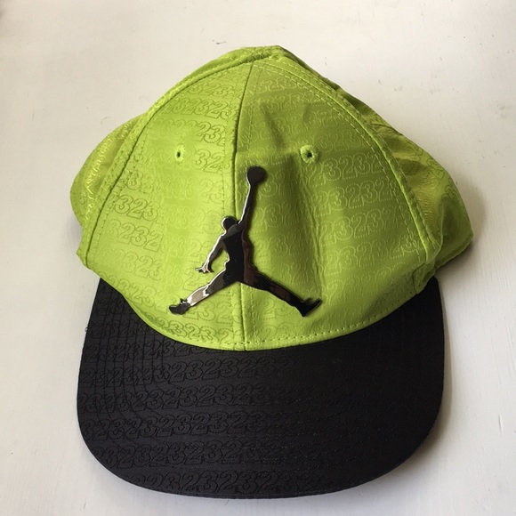 Air Jordan Lime Green Hat With Metal 